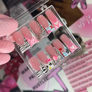 Back to school Press on Nails | press ons | French tip nails | school nails | acrylic nails | affordable nails | y2K nails | blinged nails