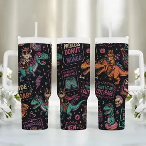 Princess Donut And Mongo 40oz Tumbler, Dungeon Crawler Carl Stainless Tumbler, Fantasy Book Drinkware - bok10184