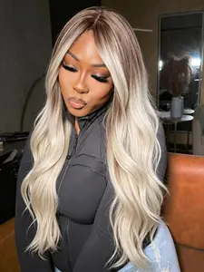 30 Inch Gradient Gold Layered Wig, Fashion Wig, Long Wavy Highlights, Synthetic Fiber Root, Heat Resistant High Density, Perfect for Parties and Dates, Synthetic Ombre Wig