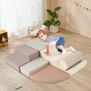 SAVEYOUR Soft Climb and Crawl Foam Playset 6 in 1, Indoor Active Play Structure, Lightweight Foam Climbing Crawling Blocks, Safe Soft Play Equipment for Toddlers Learning & Development