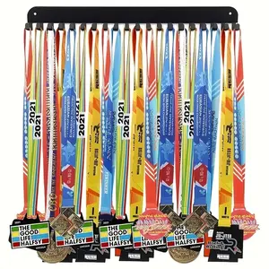 Wall-Mounted Medal Display Rack, Includes 20 Hooks for Storage, Ideal for Medals and Tie Holders, Space-Saving Organizer