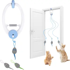 Rechargeable Electric Cat Teaser with Remote – Interactive Door Clip Teaser for Cats,Smart Auto Cat Toy for Exercise & Fun (Blue))
