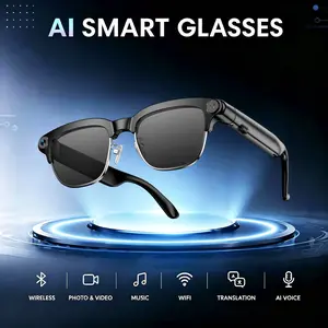 Smart AI Camera Glasses with 8MP Photochromic Lenses ,Button Touch Adjustment for Travel Outdoor Adventures Hands-Free Photography 160+Languages Real-Time Translation Bluetooth Wireless Wearable Video Recording UV Protection