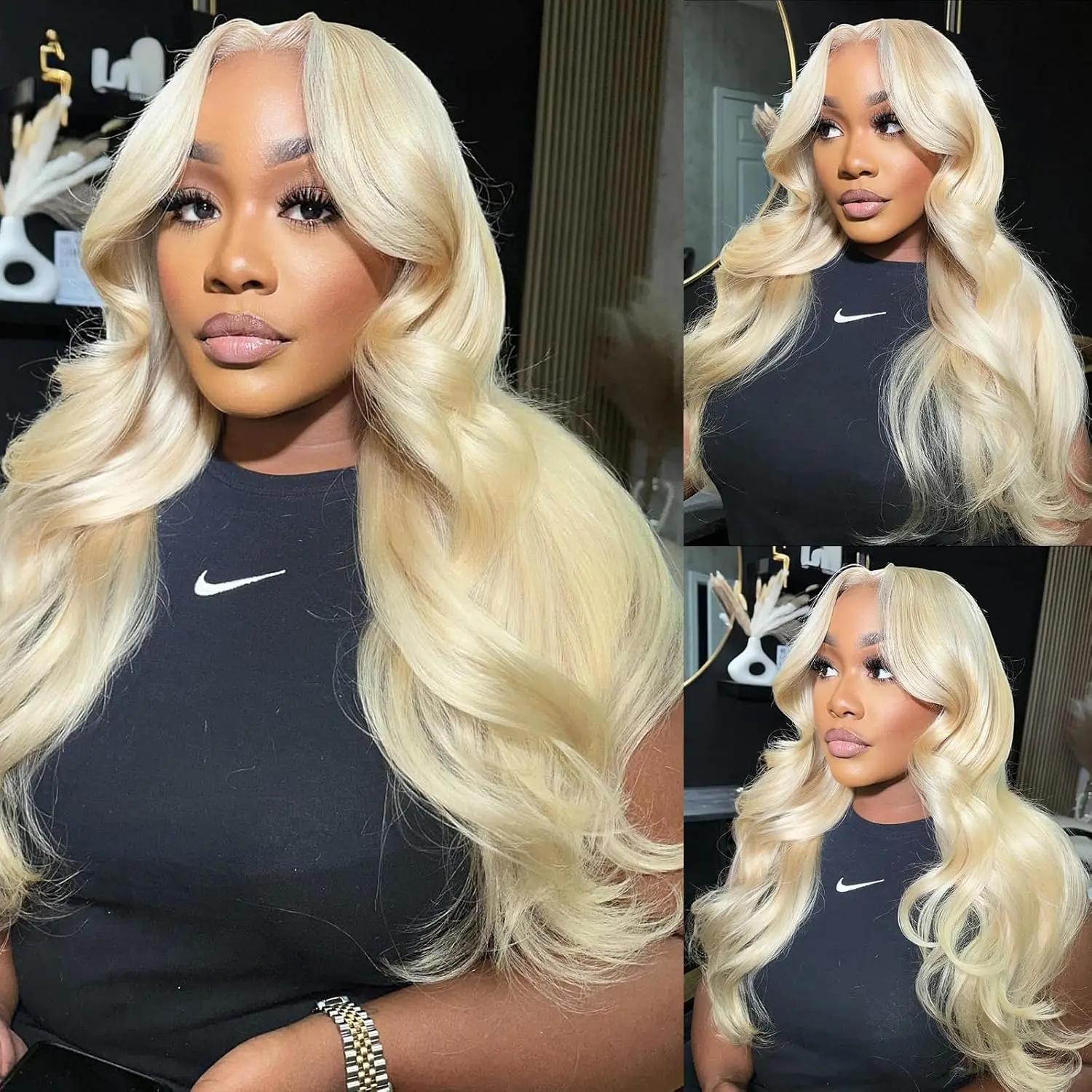 Lumi Hair 613 Gold Blonde Straight Bodywave Wig 30 Inches 13x6 Lace Front Synthetic Wig for Natural Look Fashion women's wig cute and sexy wig ,Do Not Bleach, Dye, or Use High Heat，summerwig，summerhairstyle，budgetfriendlywigs