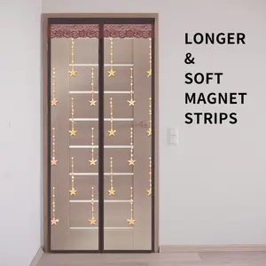 Self-Sealing Magnetic Screen Door Curtain, Heavy-Duty Insect Barrier Door Curtain, Hands-Free Mesh Partition Keeps Bugs Out - Pet and Youngsters Friendly