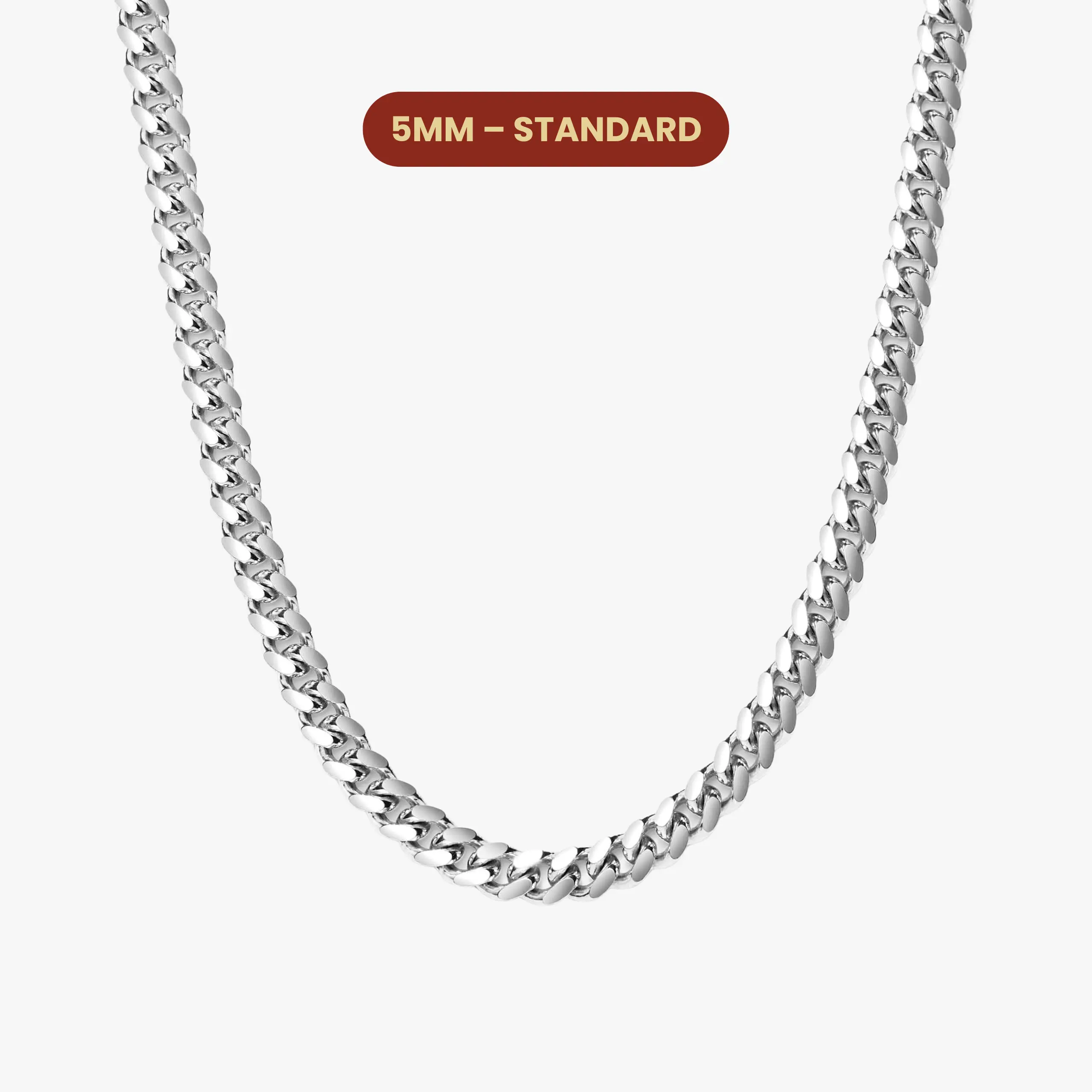 JAXXON Cuban Link Chain 5mm - Silver - Waterproof - Box Clasp