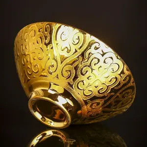 Master's handcrafted gilded cup, home gift tea cup, high-end personal health care gold tea cup