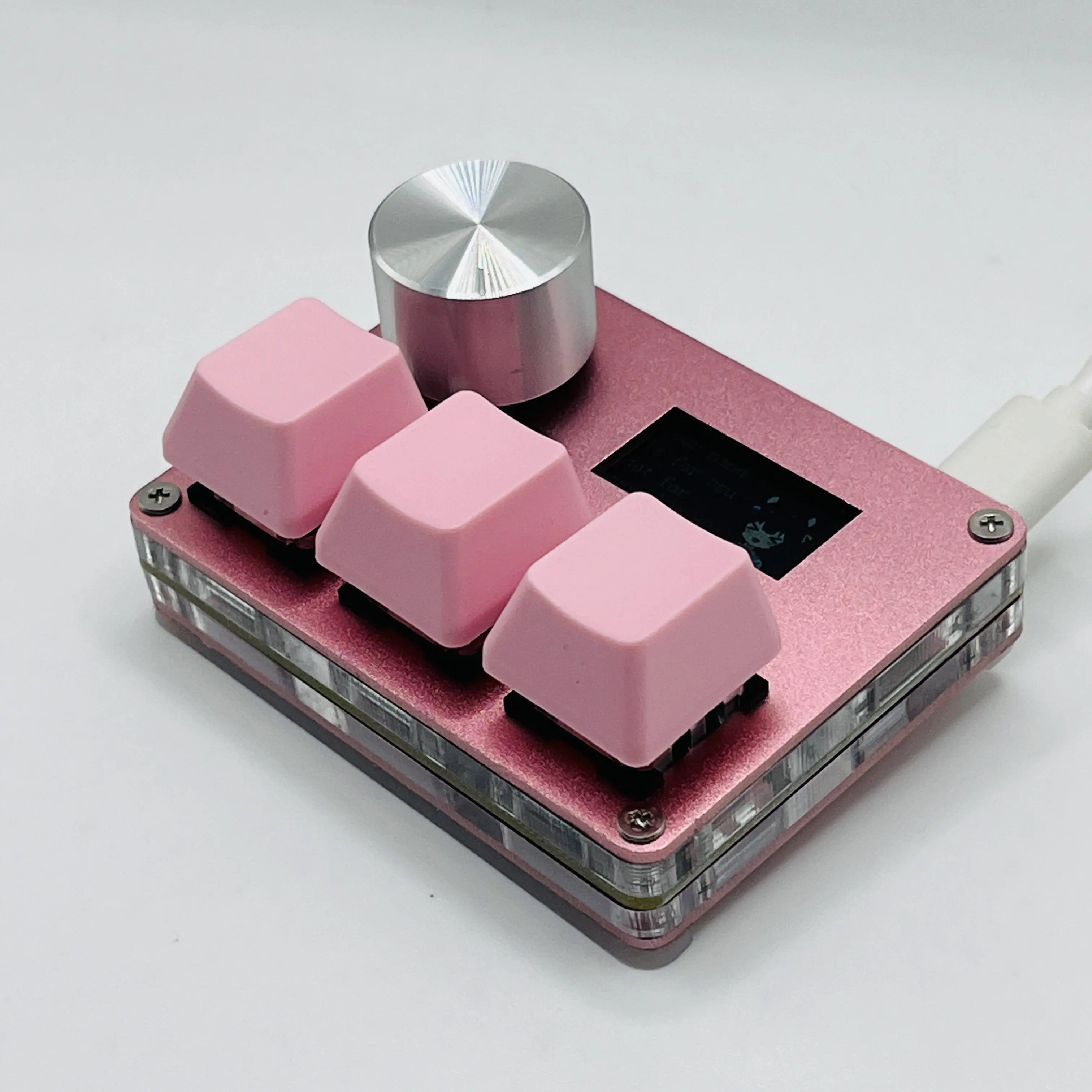 magnetic pink switch knob screen copy paste shotcut rapid trigger hall O3C SayoDevice OSU O3C Rapid Trigger Hall Switches Magnetic Pink Switches Keyboard With Knob Screen Copy Paste Shotcut