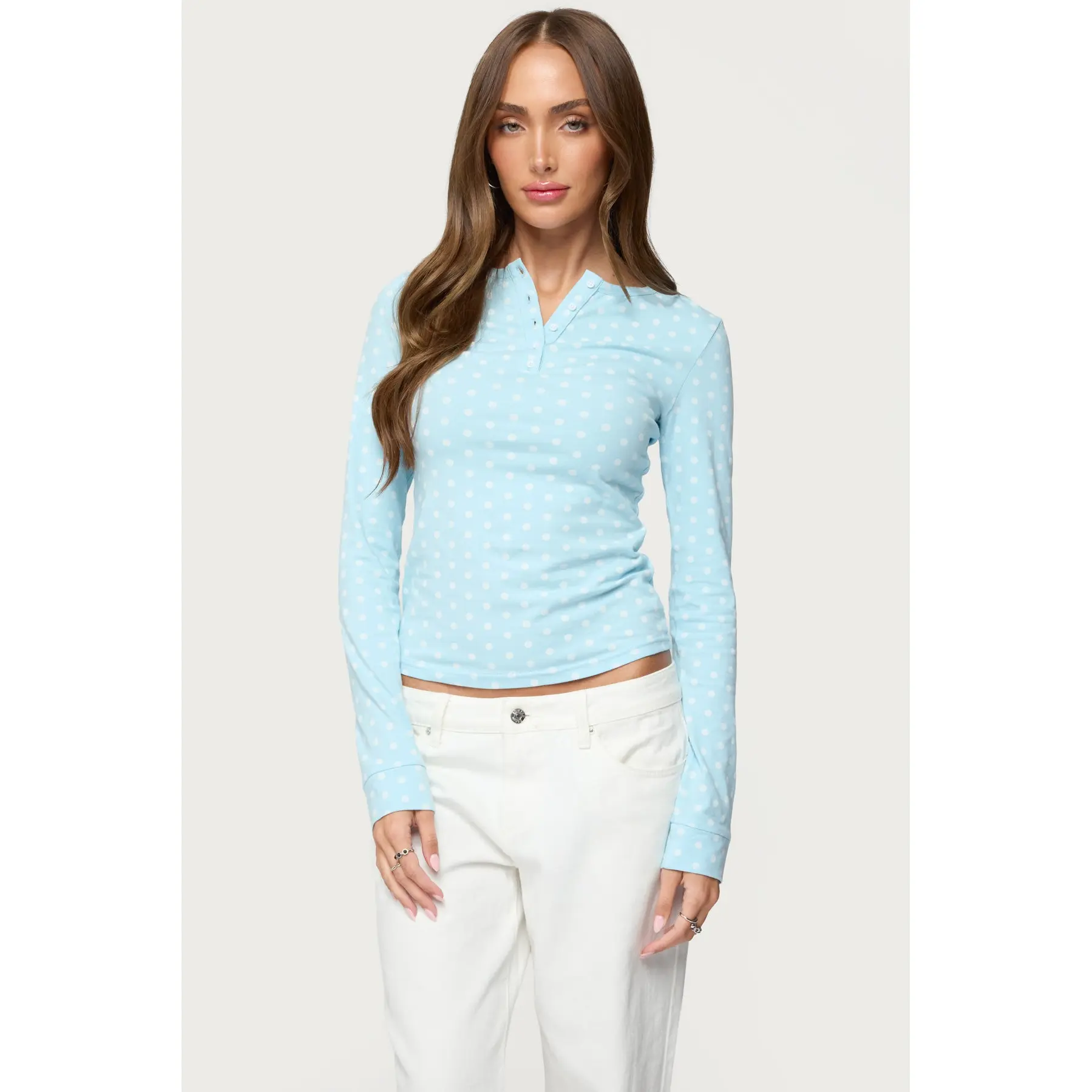 Keana Polka Dot Henley Top
