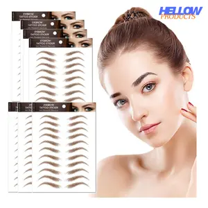 Hello Products 77Pairs 4D Hair-Like Eyebrow Tattoo Stickers Waterproof Long Lasting Artificial Eyebrow Stickers for Women and Girls Brown Color Easy Grooming Shaping