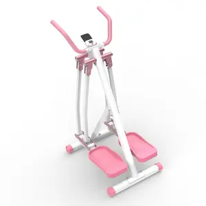 Pink Compact Mini Elliptical Glider with Digital Display, Foldable Space-Saving Pedal Machine for Home Use