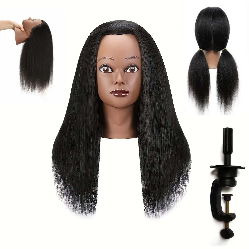 Mannequin head with real hair, 100% real hair, 18inch hairdresser training head, doll head, beauty school hair practice head, mannequin beauty black Hair Extension Glueless Hair Hair Weave