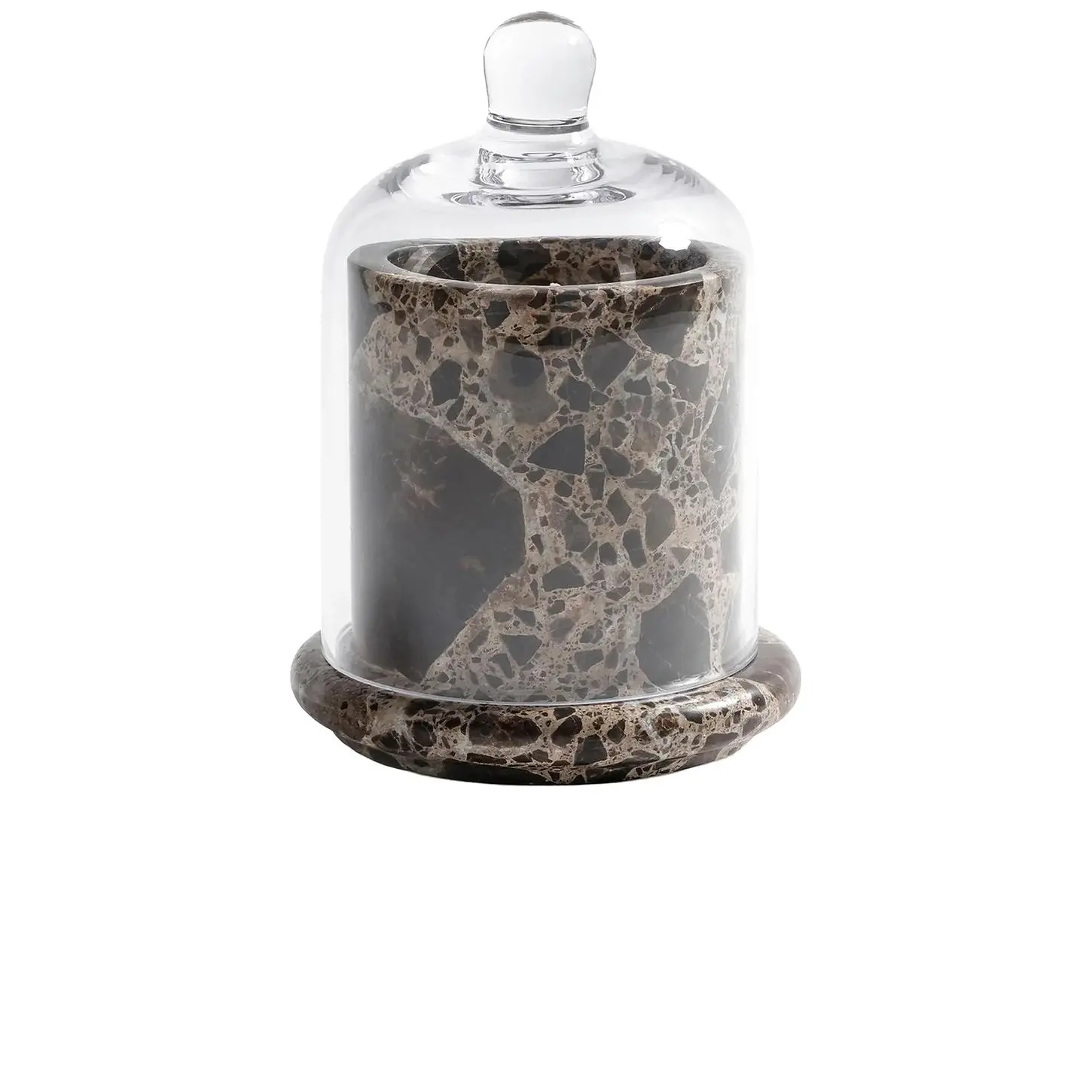 The Favorites Marbella Scented Candle Jar With Cloche in Marrn Emperador Marble