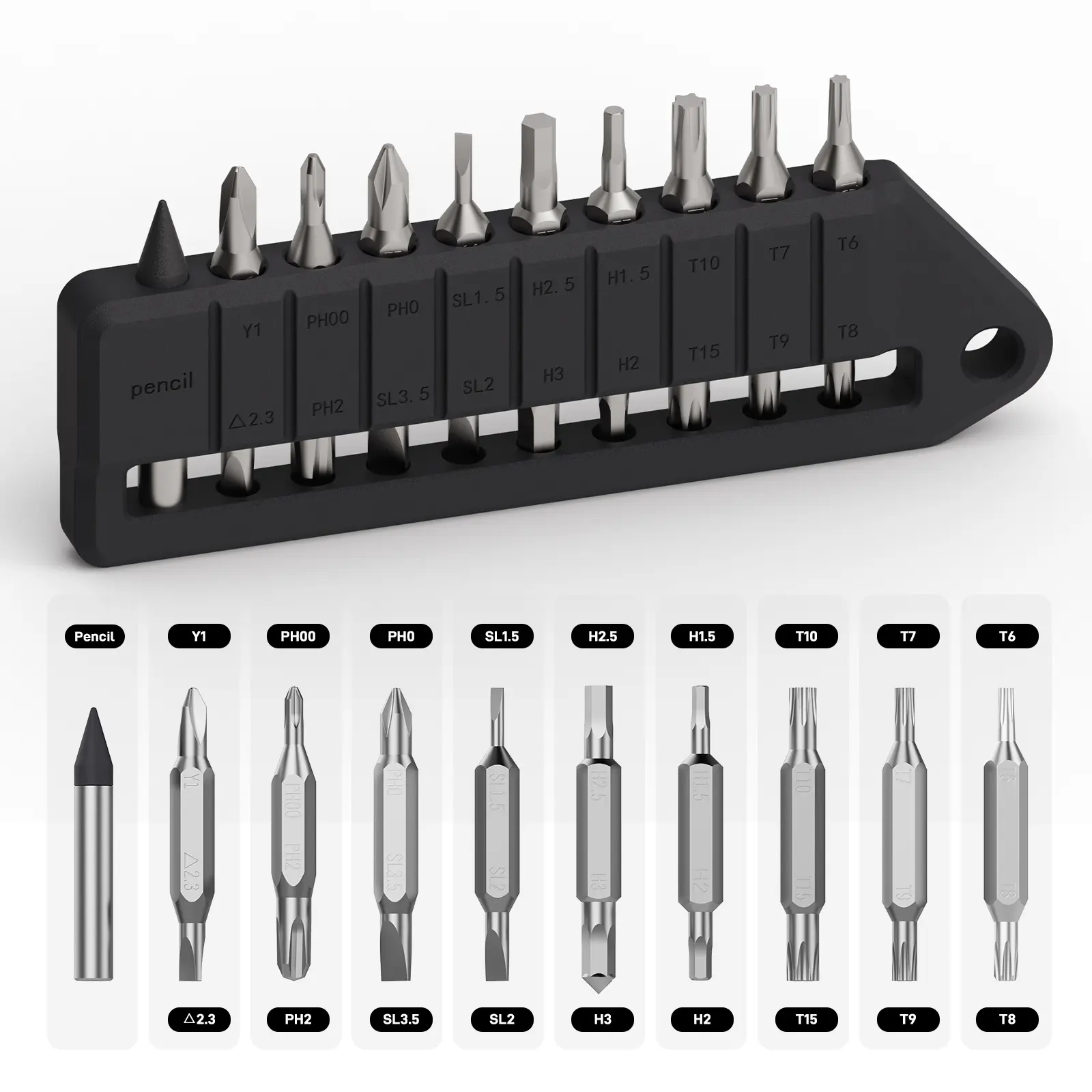 OKNIFE MBS1 4mm Hex Bit Magnetic Precision Screwdriver Set, Ideal for D1, U1 Pro Series and Other 4mm Hex Nut Drivers, 9 PCS Durable S2 Tool Steel Double-Ended Bit Set with Eternal Pencil, Switchable Screwdriver, Portable, Summervibes,summerfinds