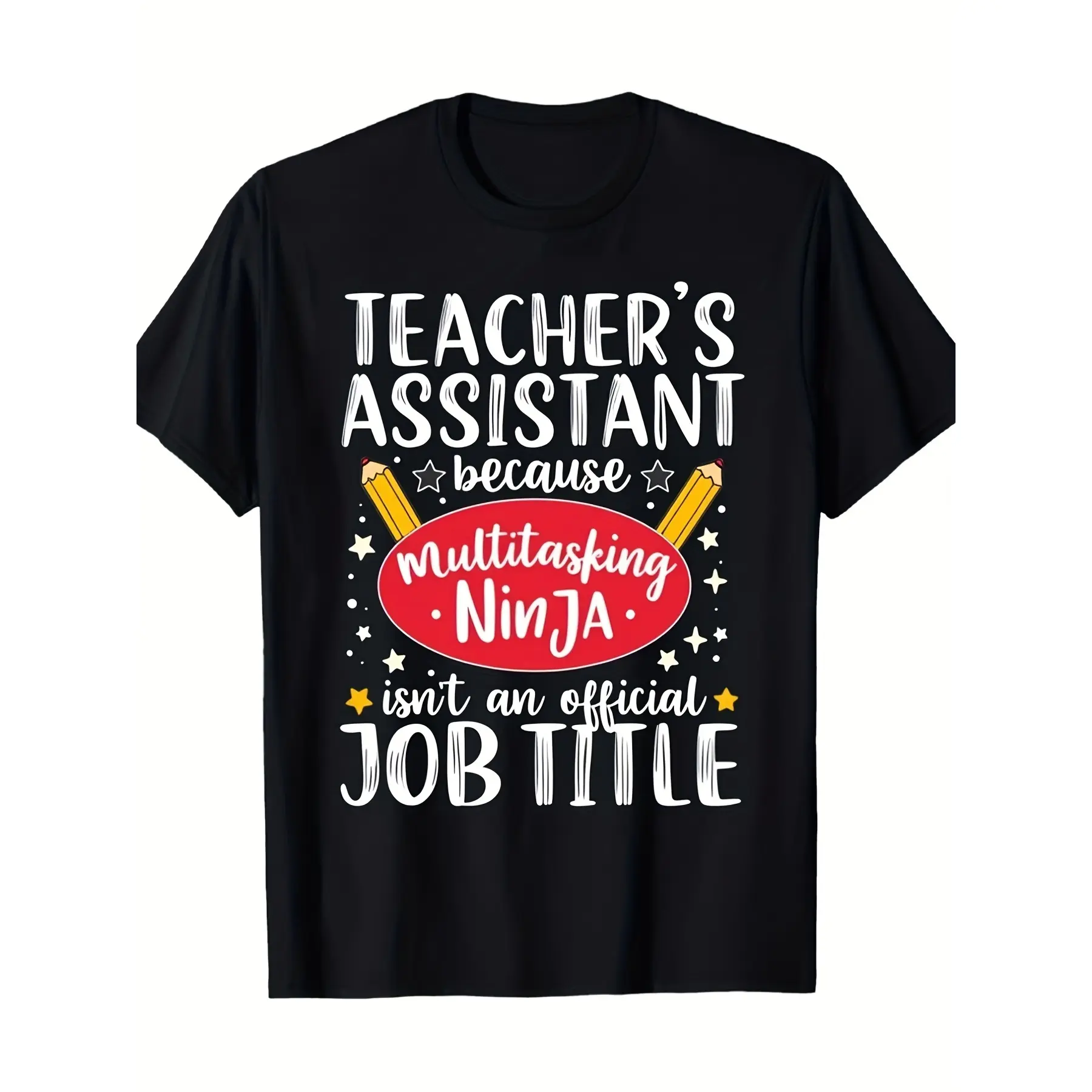 Funny Teacher Assistant Ninja Graphic T-Shirt _ Mu unisex soft cotton short sleeve t shirt, vintage graphic casual tee for men women teens, perfect birthday holiday gift for camping travel gym daily street  wear