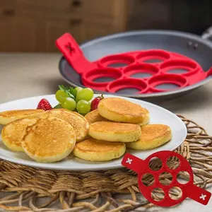 2pcs, 7-Cavity Non-Stick Silicone Pancake Mold - Easy Release, Reusable Egg Ring for Home Cooking & Restaurant Use, Perfect for Pancake and More, Kitchen Essentials|Versatile Kitchen Tool|Durable Silicone Mold