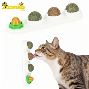 Zoomies co &  Catnip Ball for Cats Wall, 4 Pack Catnip Toys, Silvervine Balls, Edible Kitty Toys for Cats Lick, Safe Healthy Kitten Chew Toys, Teeth Cleaning Dental Cat Toys, Cat Wall Treats (White, 4)