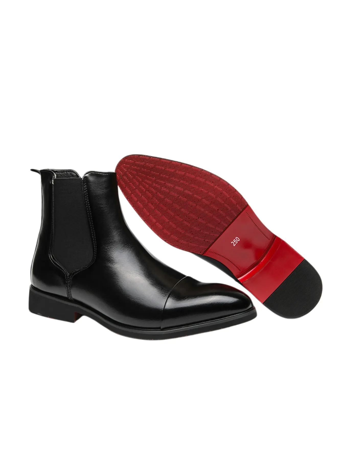 Men’s Formal Ankle Boots, Business Red Sole Chelsea Boots Perfect for the Office or Weddings Men’s Red-Sole Chelsea Boots, Formal Chelsea Ankle Boots Look Sharp with Suits,  Slip-On Design, A Must-Have for Lazy Commuters Men’s Business