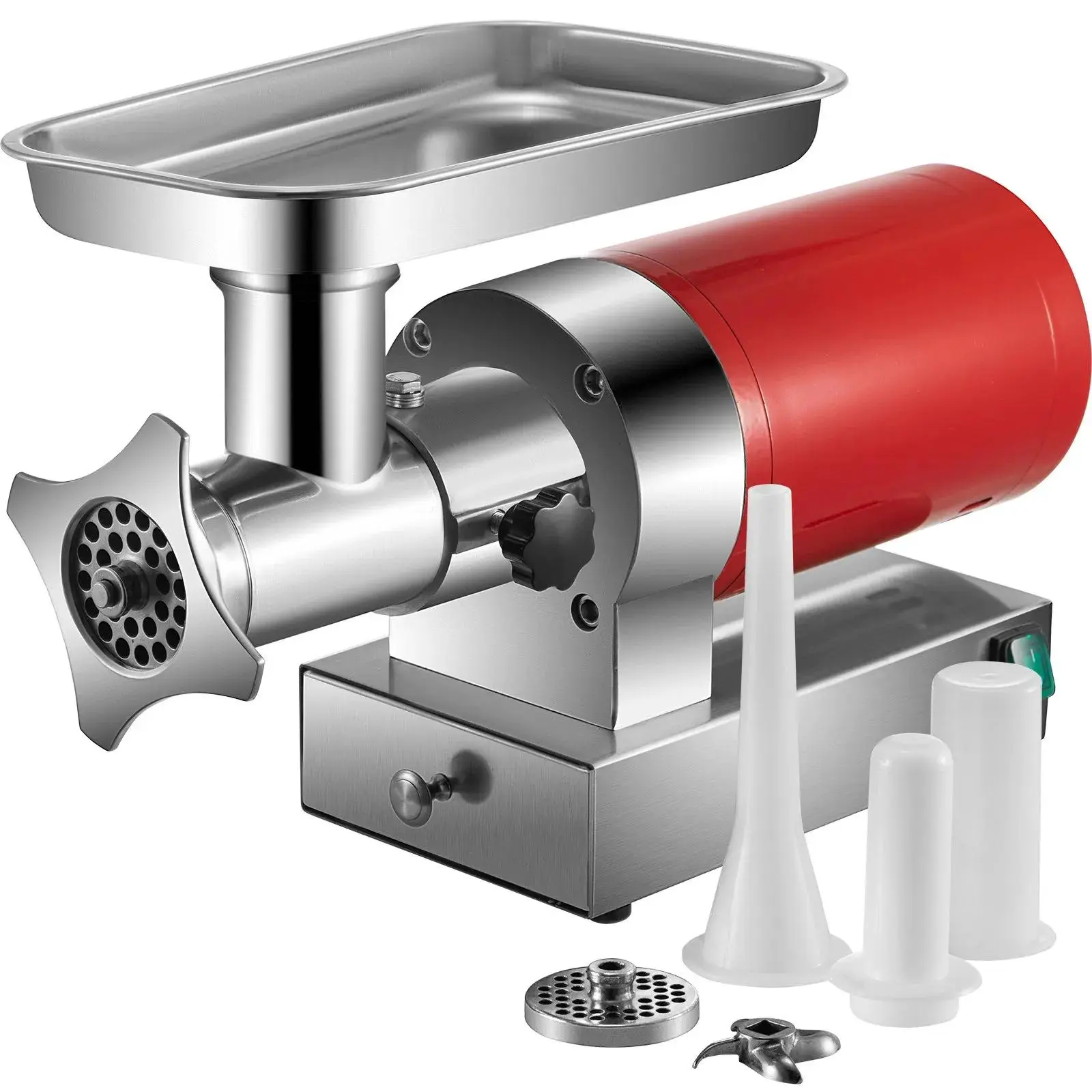 【Summerfinds】VEVOR Electric Meat Grinder,  661 Lbs/Hour1100 W Meat Grinder Machine, 1.5 HP Electric Meat Mincer with 2 Grinding Plates, Sausage Kit Set Meat Grinder Heavy Duty, Home Kitchen & Commercial Use Red