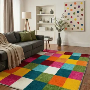 【Summervibes】GENIMO Carpet – Machine Washable, Pet Friendly, Soft Area Rug, Non-Slip Floor Rug, Perfect Home Decor for Any Room ,ARC1431-RAINBOW