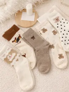 6 Pairs (5+1 Free) Cozy Women’s Crew Socks – Soft Fluffy Everyday Wear Cute Home wear & Women's Sleep Socks