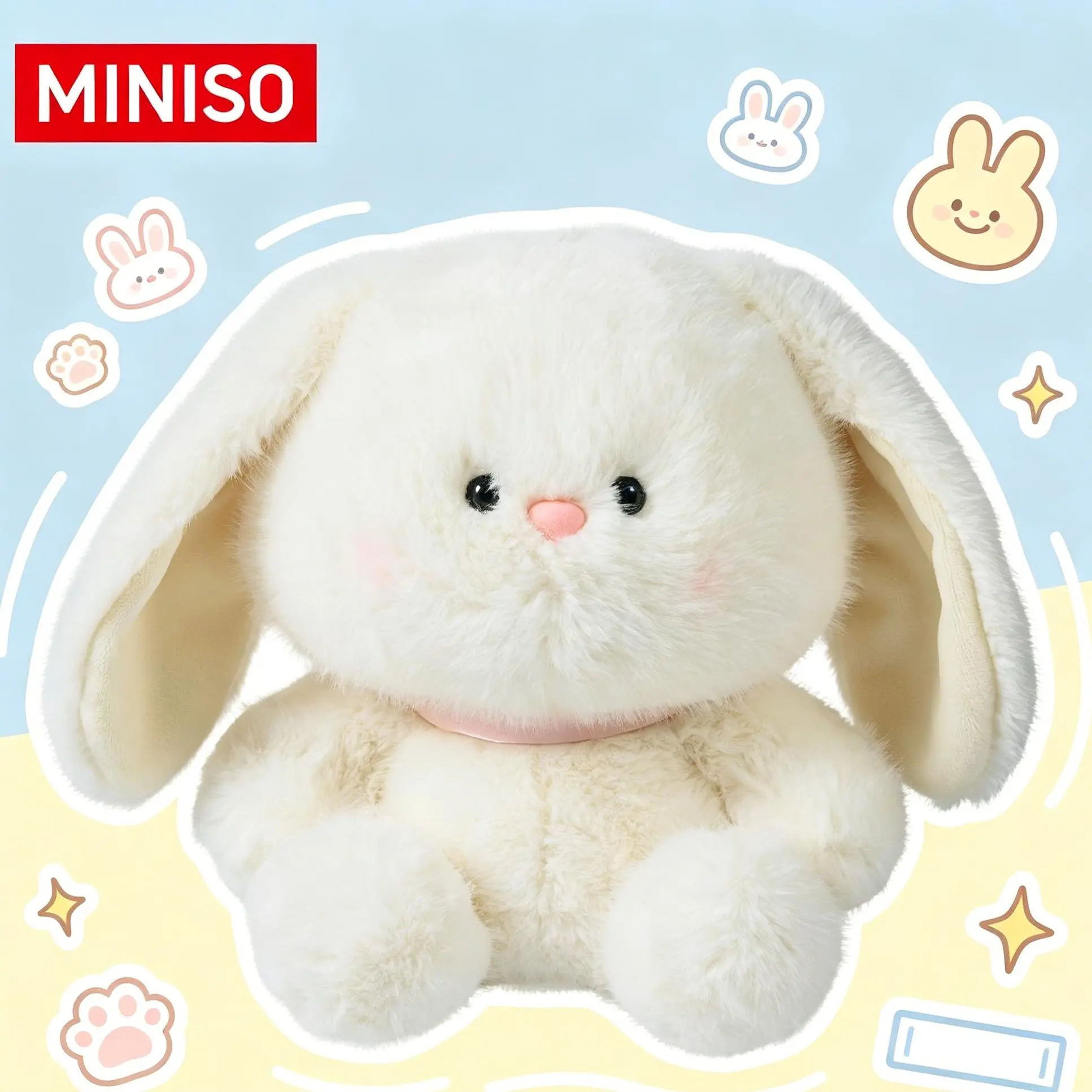 MINISO Tanit Bunny Guardian Series Sitting Plush Toy - Soft Fluffy Stuffed Animal, Cute Character Cartoon Stuffed Toy, Cute Collectible Gift for Kids' Birthdays, Stuffed Animals, Cute Collectibles, Back To School