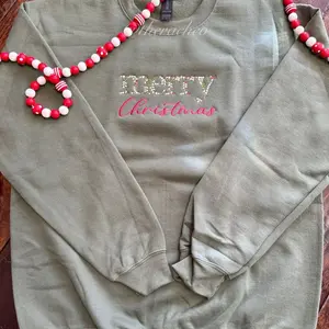 Floral Embroidered Merry Christmas Sweatshirt