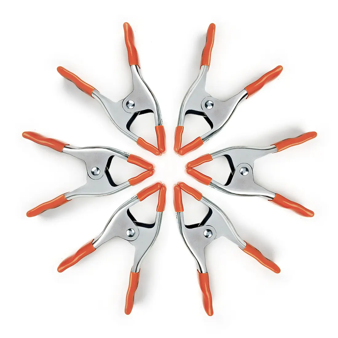 #BacktoSchool PONY 6-inch Heavy Duty Spring Clamps Set, 2-inch Jaw Opening, Nickel-plated Steel Spring Clips Clamps with Protected Rubber Handles and Tips, 6-Pack