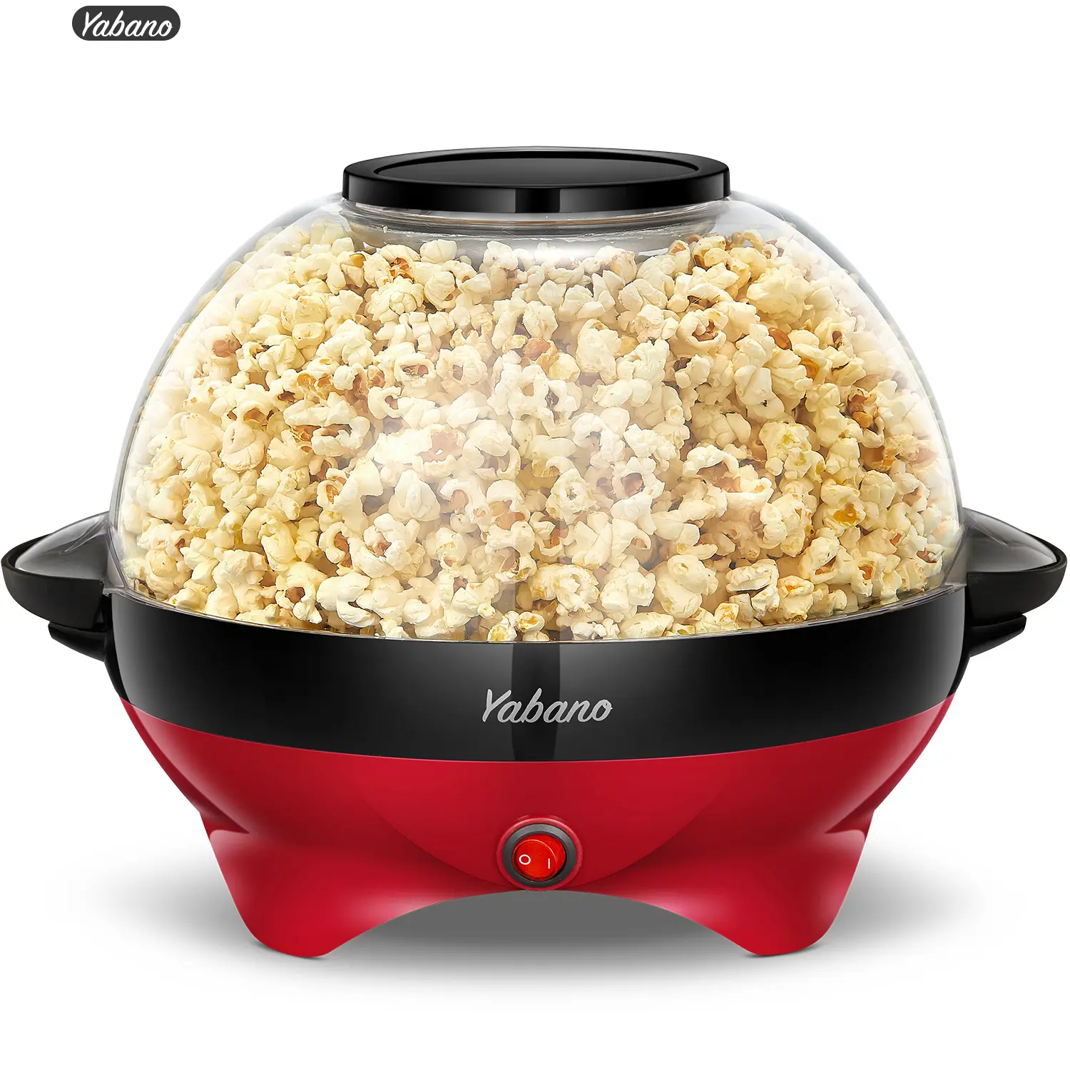 Yabano Popcorn Machine, 6-Quart Popcorn Popper maker, Nonstick Plate, Electric Stirring with Quick-Heat Technology, Cool Touch Handles