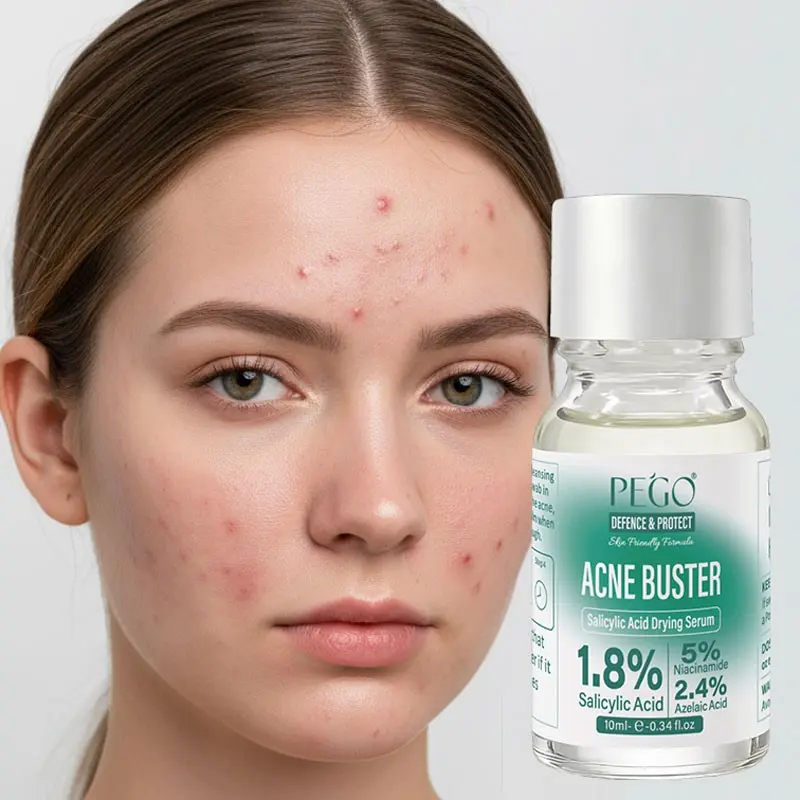 PEGO Fast-Acting Salicylic Acid Acne Spot Serum, Acne Spot Treatment, Acne clearing products, facial and body acne care essence, Reduces pimples, fades acne marks, controls oil, Contains 1.8% encapsulated salicylic acid, 5% niacinamide and 20% zinc oxide