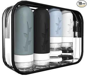 18PCS Travel Bottles for Toiletries, TSA Approved Leak-Proof Silicone Travel Containers Set with Toiletry Bag & Accessories for Airplane, Vacation, Camping & Carry-On Essentials