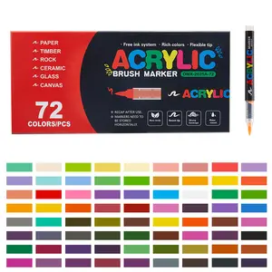 Acrylic Paint Markers - 72 Color pc Marker Pen Set, Artist Fine and Soft Brush Tip Marker for Rock Painting, Books Coloring, Note Taking, Card Writing, Ston Graffiti, DIY Crafts, Drawing Art Supplies Kit, Professional Art Pen Set, party beach cabana