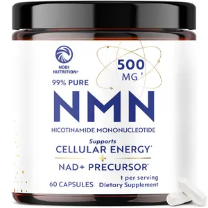 Nobi Nutrition NMN Supplement 500mg 99% Pure NAD+ Precursor for Cellular Energy Longevity Repair & Healthy Aging Support Third-Party Tested Non-GMO 60 Capsules