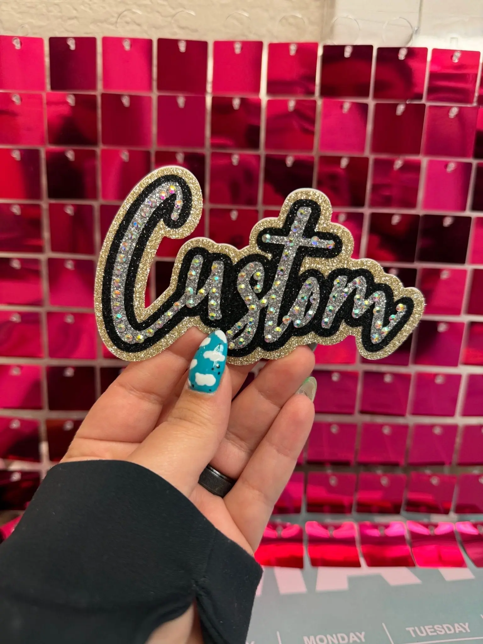 Custom Script Rhinestone Patch