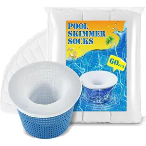 60 Pack Pool Skimmer Socks,  Pool Filter Basket Socks for Inground and Above Ground Pools - Ultra Fine Mesh Skimmer Basket Liners, Catches Debris, Leaves, Hair
