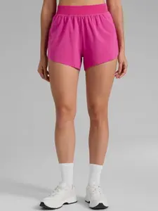 CRZ YOGA Mid Waisted Dolphin Athletic Shorts for Women Lightweight High Split Gym Workout Shorts with Liner Quick Dry