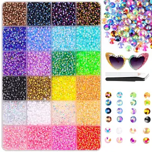 30000Pcs Resin Jelly Rhinestones for Crafting Multicolor 3mm Flatback Gems with Shimmer Bedazzler Kit for DIY Decor Clothing Tumblers Shoes Nails