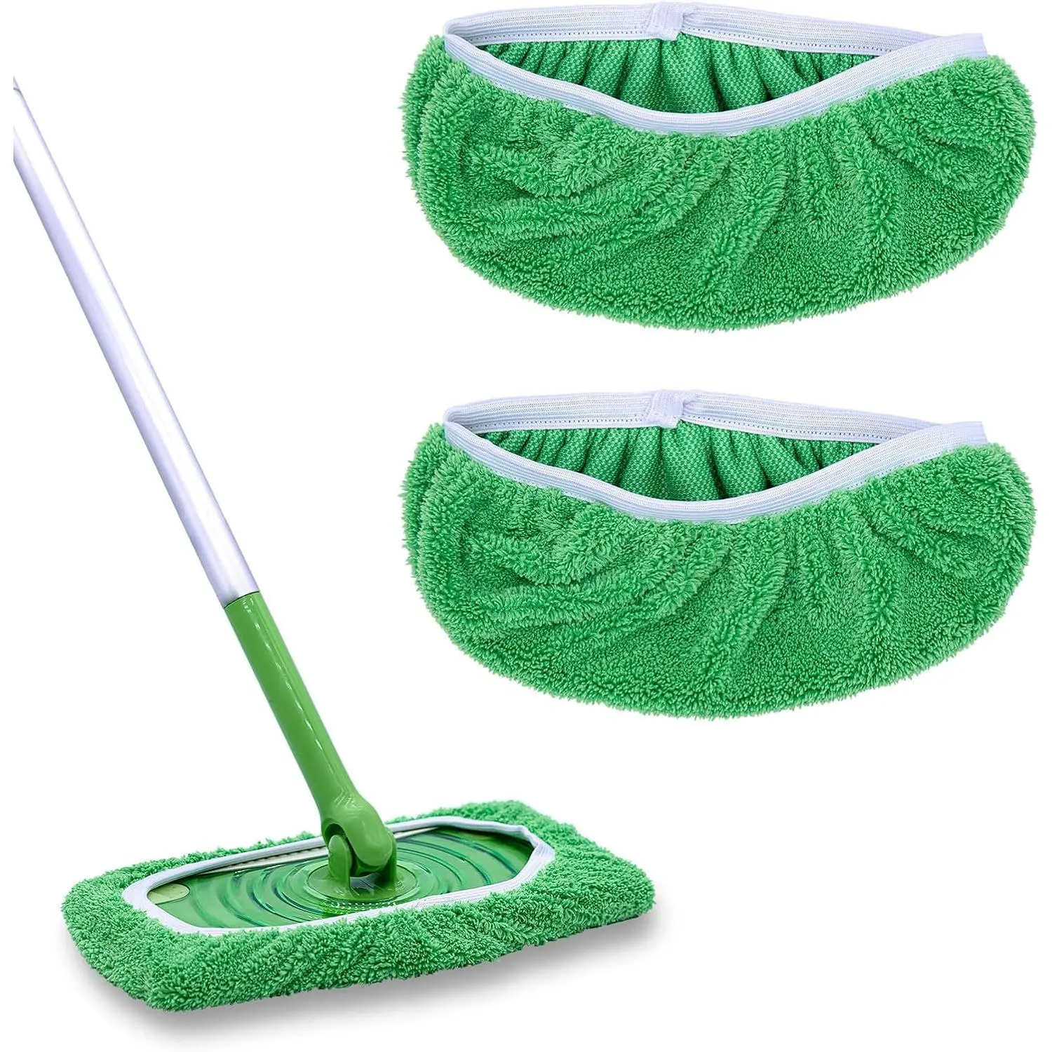 Mop Pads Compatible with Swiffer Sweeper Mop, Washable Wet Mop Pads Refills, Dry Sweeping Cloths, Microfiber Mops for Floor Cleaning -2 Pack