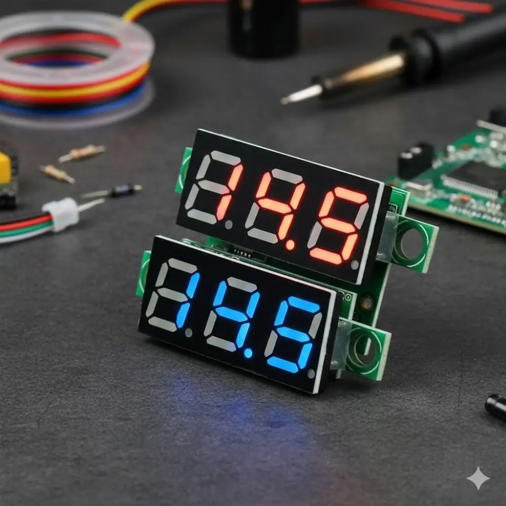 Portable Digital Multimeter: 0.28" LED Display, DC 2.5-30V Tester. Essential Tool for Car Battery Testing, Electrical Repair, DIY Projects & Home Automotive Diagnostics. Accurate & Fast Measurement.