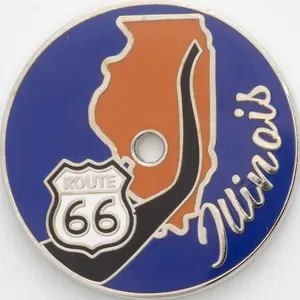 Illinois RIAN Travel Collectible for Keychains Magnets Backpacks Route 66 Design United States Prairie State Charm