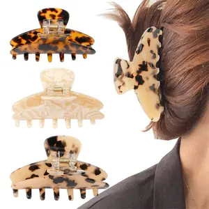 Tortoise Claw Hair Clip for Women，Hair Grip Leopard Print Barrettes French Vintage Design Large Hair Jaw for Thick Thin Curly Straight Long Hair (Tortoise)
