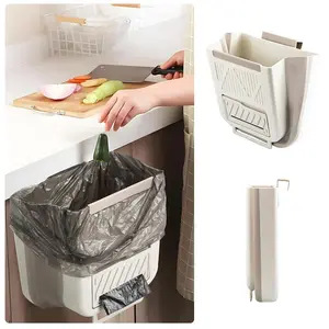 Foldable Kitchen Narrow Trash Can, 1 Count Hanging Garbage Organizer, Kitchen Bin, Space-saving Kitchen Accessory for Home, Household Items