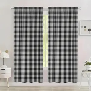 1/2-piece checkered pattern curtains; blackout curtains; easy to install without drilling; machine-washable and low-maintenance; suitable for home use, bedrooms, home offices, living rooms, balconies, patios, and window decoration