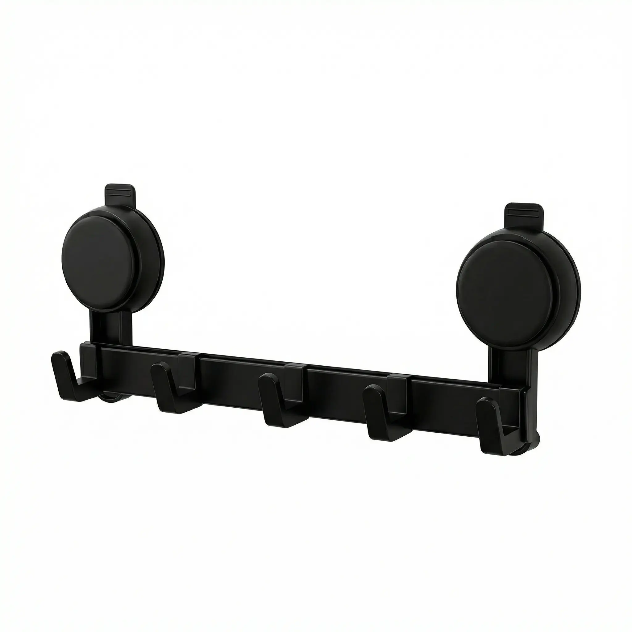 Aluminum Suction Cup Hook Rack - No Drill, Heavy-Duty, Waterproof, Rust-Resistant Wall-Mount Organizer with Adjustable Removable Hooks for Bathroom, Kitchen - Bathroom Organizing Accessories, Adjustable Hooks
