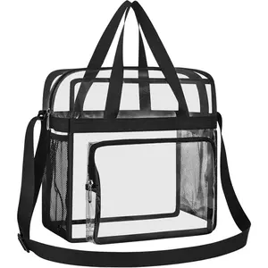 New transparent tote bag, transparent travel and gym bag that complies with stadium safety standards, suitable for work, sports, competitions, and concerts, Sports Bag, Competition Gear, Minimalist Design, Sleek Carryall, Ny