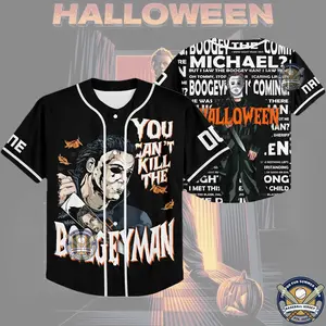 You Can't K.I.L.L The Boogeyman Halloween Baseball Jersey Michael Myers Halloween Design Personalized Custom Name Cotton Spandex Short Sleeve Men's Casual Comfortable Fit Halloween Men's Women Outfit Unisex Gift For Him