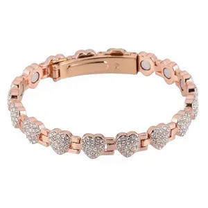 Ladies Alloy Magnetic Bracelet, Rose Plated Adjustable Buckle, love and Magnetic Bead Design, Suitable for Casual Clothing and Gifts, Unique Jewelry, Ladies Jewelry, Christmas Jewelry