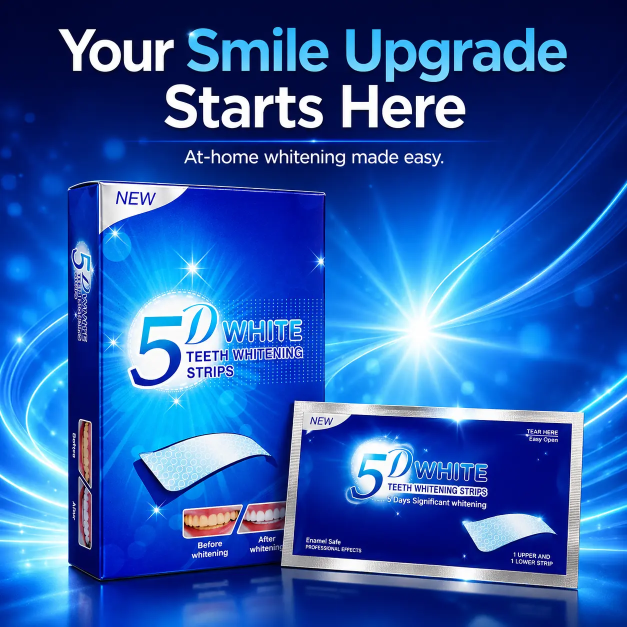 5D Teeth Whitening Strips, Triple-Penetration & Nano-Honeycomb Technology - 7/21-Day Brightening, Non-Sensitive & Enamel-Safe