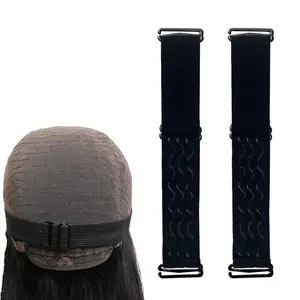 2 PCS Adjustable Elastic Band for Wigs Removable Wig Band Nonslip Wig Strap Black Elastic Bands for Glueless Wig Making Wig Cap Accessories