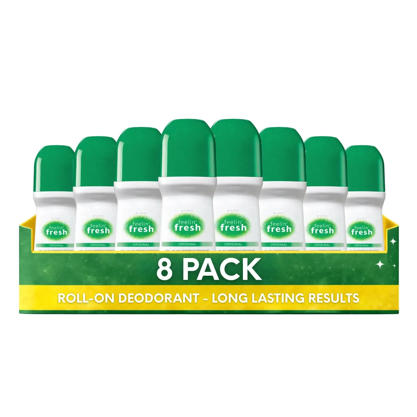 Feelin Fresh Roll-On Anti-Perspirant Deodorant for Women Pack of 8 (2.6 fl oz / 75ml Each) | 24-Hour Odor Protection | Fresh Citrus Floral